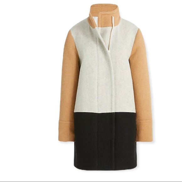 J. CREW COLOR BLOCK CITY COAT - CAMEL - Picture 6 of 6